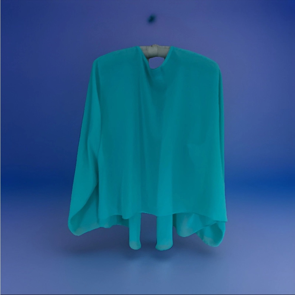 Ashro Size 3X Light Turquoise Sheer Topper Kimono  Jacket - Picture 2 of 3